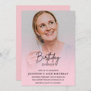 Photo Pink 66th birthday invitations Dinner