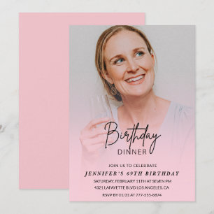 Photo Pink 69th birthday invitations Dinner