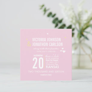 Photo Pink and Yellow Zig Zag Typography Wedding Invitation