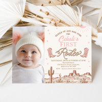 Photo Pink Brown Cowgirl First Rodeo 1st Birthday