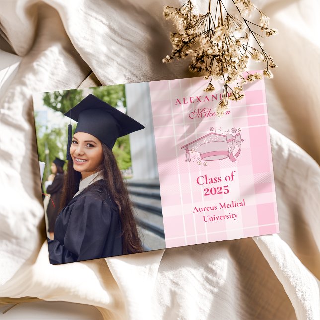 Photo Pink Coquette  Bow Graduation Announcement (Creator Uploaded)
