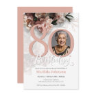 Photo Pink Floral 80th Birthday