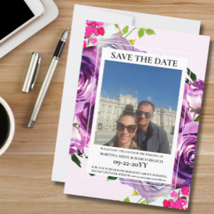 Photo Pink Floral Save the date Invitation