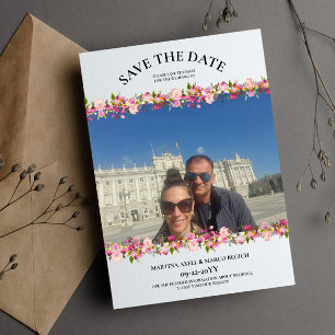Photo Pink Floral Save the date Invitation