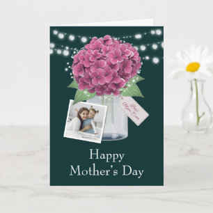 Photo Pink Hydrangea Mason Jar Cute Mother's Day Card