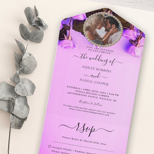 Photo Pink Wedding All In One Invitation (Creator Uploaded)