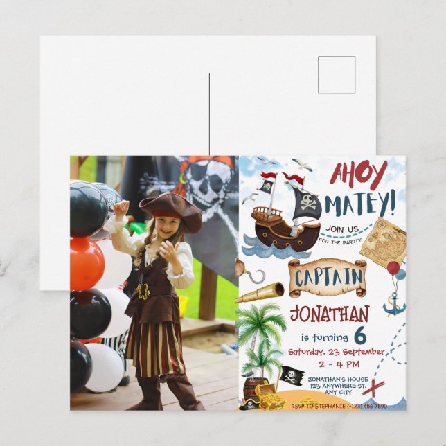 Photo Pirate Birthday Party  Postcard (Front/Back)