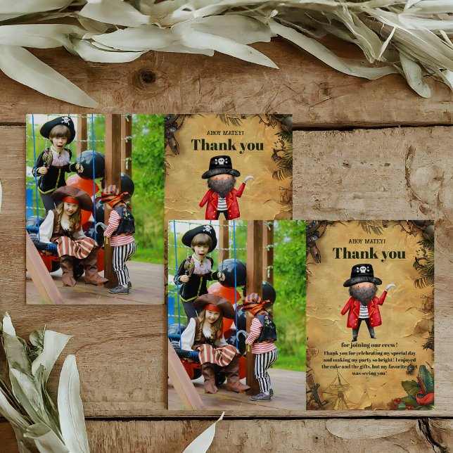 Photo Pirate Themed Birthday Party Thank You Card (Creator Uploaded)