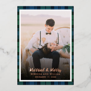 Photo Plaid Tartan Christmas Married