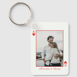 photo playing cards heart love ace simple key ring