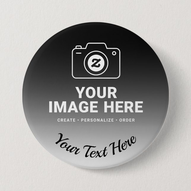 Photo Plus Custom Message 7.5 Cm Round Badge (Front)