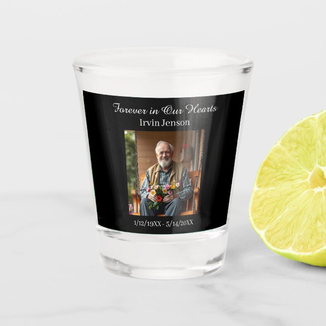 Photo & Poem | Memorial Forever in our Hearts Shot Glass (Front)