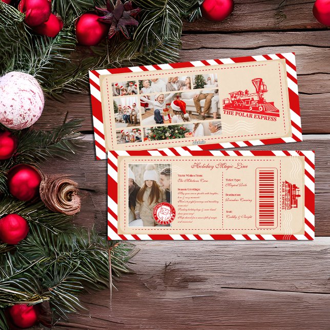 Photo Polar Express Christmas Ticket Holiday Card (Creator Uploaded)