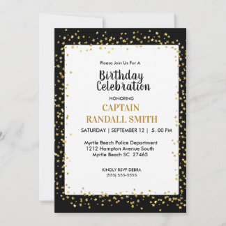 Photo Police Birthday Party Gold Stars Invitation