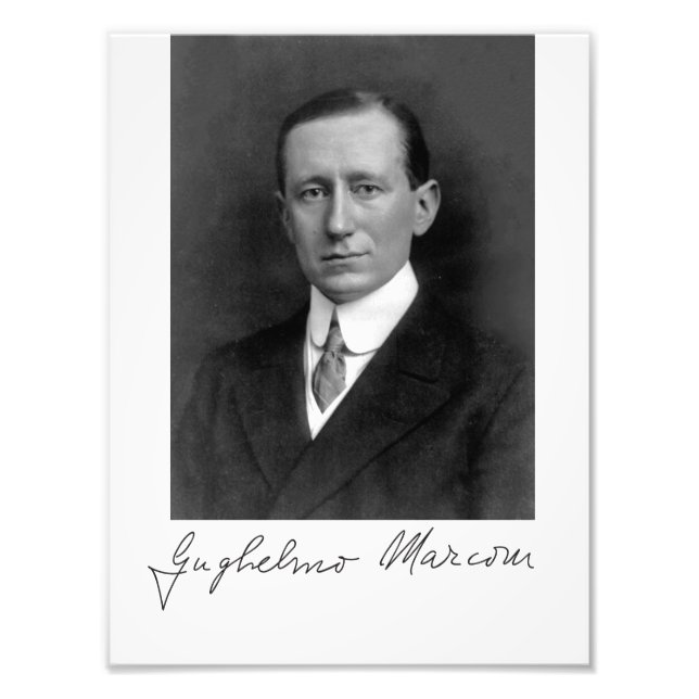 Photo Portrait and Signature of Guglielmo Marconi (Front)