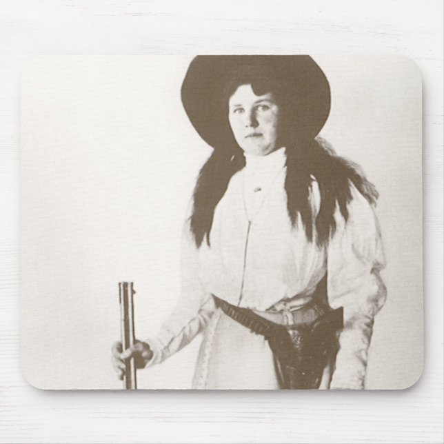 Photo Portrait of a Cowgirl Holding a Rifle, c1910 Mouse Pad (Front)