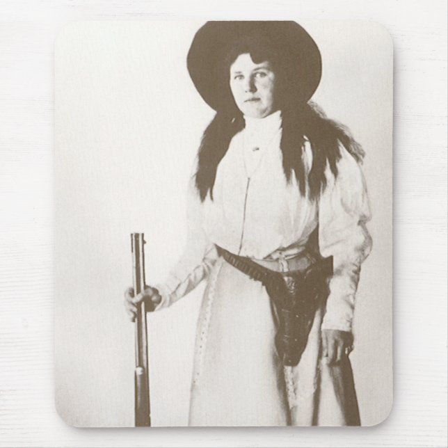 Photo Portrait of a Cowgirl Holding a Rifle, c1910 Mouse Pad (Front)