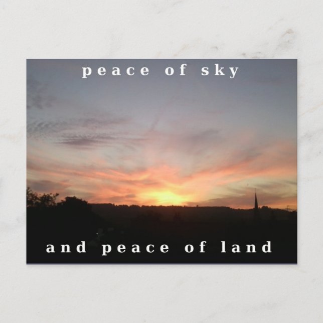 Photo Postcard 17 Sunset Burst Peace Wording (Front)