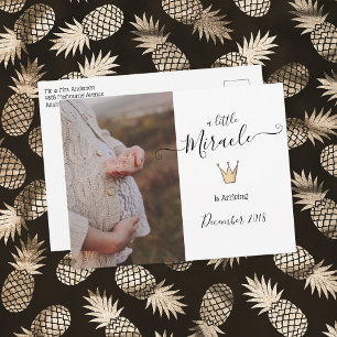 Photo Pregnancy Announcement   Little Miracle Postcard