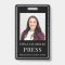 Photo Press Pass Black White ID Badge