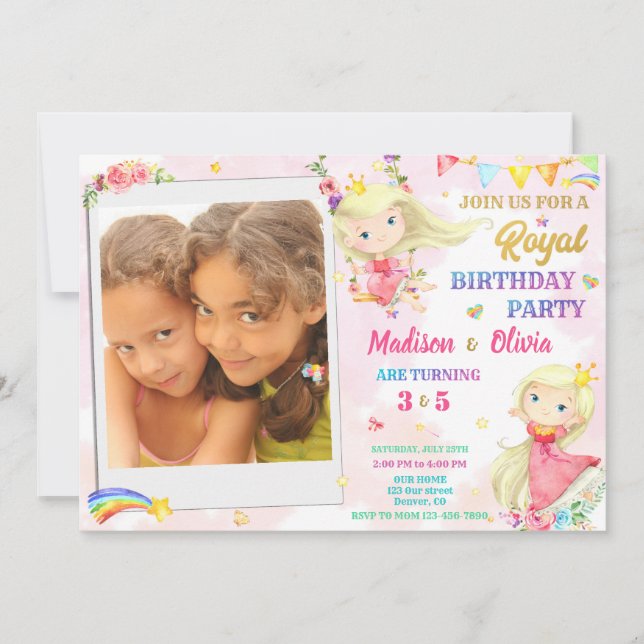 Photo Princess birthday invitation Royal birthday (Front)