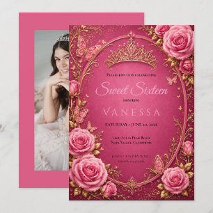Photo Princess butterflies sweet 16 Invitation
