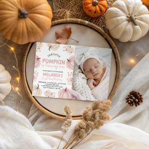 Photo Pumpkin First Birthday Invite
