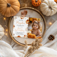 Photo Pumpkin First Birthday Invite