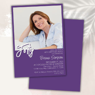 Photo Purple 40th Birthday Invitation