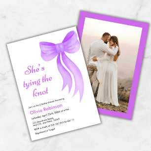 Photo Purple Bow Shes Tying the Knot Bridal Shower Invitation