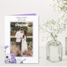 Photo Purple Floral Wedding Folded Program