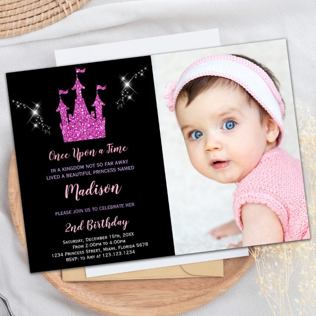 Photo Purple Glitter Princess Birthday Invitation (Photo Purple Glitter Princess Birthday Invitation)