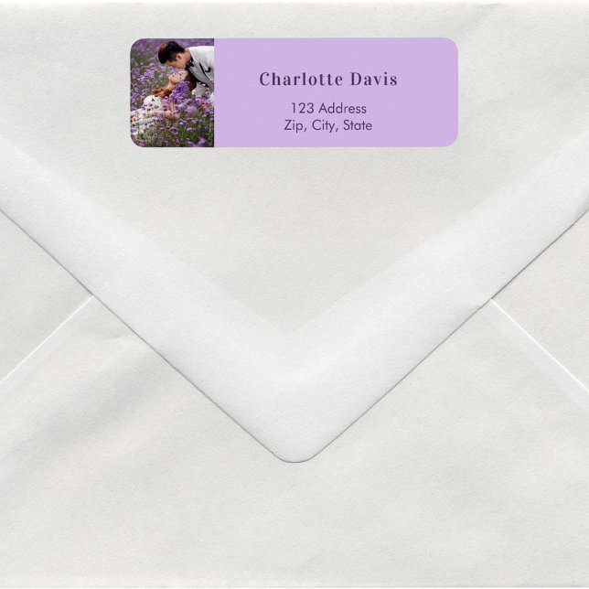 Photo purple violet wedding return address  (Creator Uploaded)