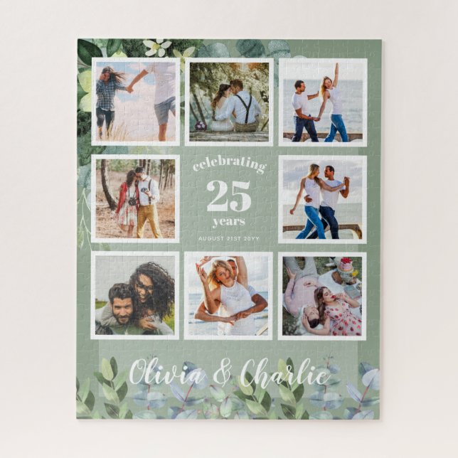 PHOTO Puzzle Wedding Anniversary Greenery Theme (Vertical)