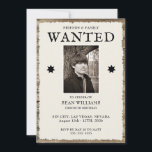 Photo & QR-Code 30th Birthday  Invitation<br><div class="desc">Fun sophisticated and fashionable Birthday invitation with QR-Code and photo. Fun "WANTED" poster style invitation for men with a wood effect background and a grunge paper image with your event details and photo. All text, font and font color is fully customizable to meet your requirements. Modern photo card to celebrate...</div>