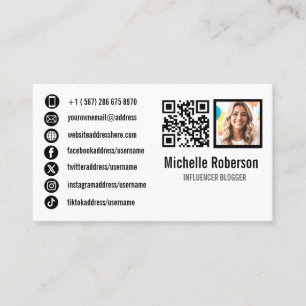 photo qr code and social media icons business card