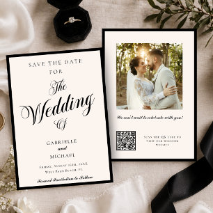 Photo QR Code Black And Ivory Old Money Wedding Save The Date