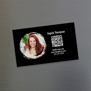 Photo QR Code Black Magnetic Business Card