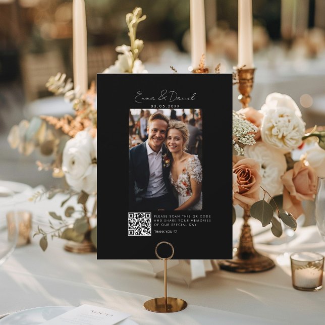 Photo QR Code Black Wedding Galery Card (Creator Uploaded)