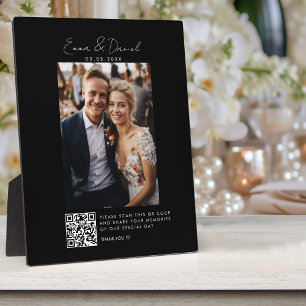 Photo QR Code Black Wedding  Plaque