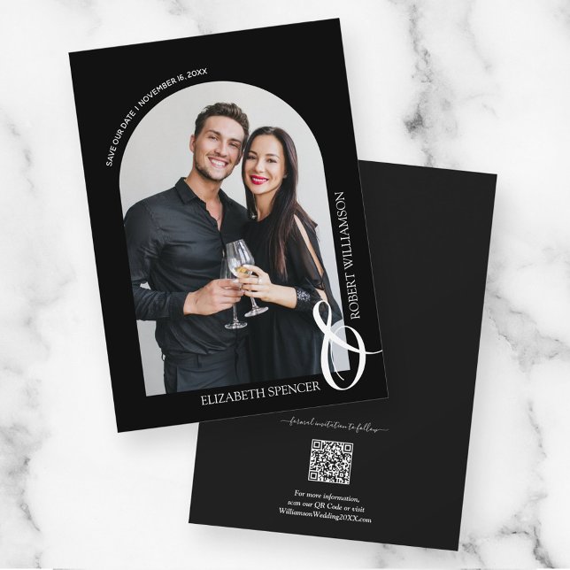 Photo QR Code Black Wedding Save The Date (Creator Uploaded)