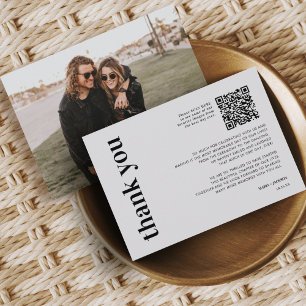 Photo QR Code Bold Wedding Thank You Card