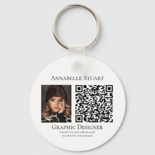 Photo QR code Business Company Large Key Ring