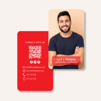 Photo QR Code Connect With Me Red Modern