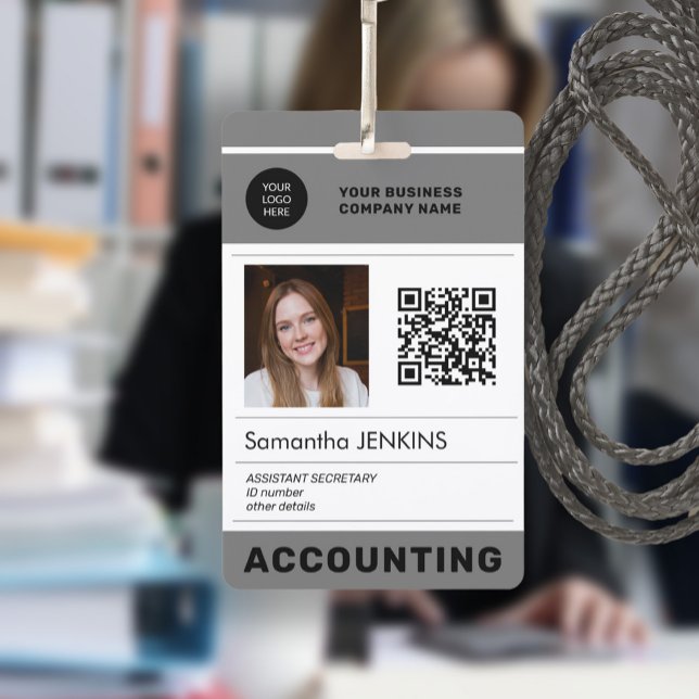 Photo QR CODE corporate logo name employee ID Badge (Creator Uploaded)