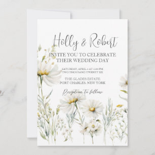 Photo QR Code Daisy Wedding Invitation
