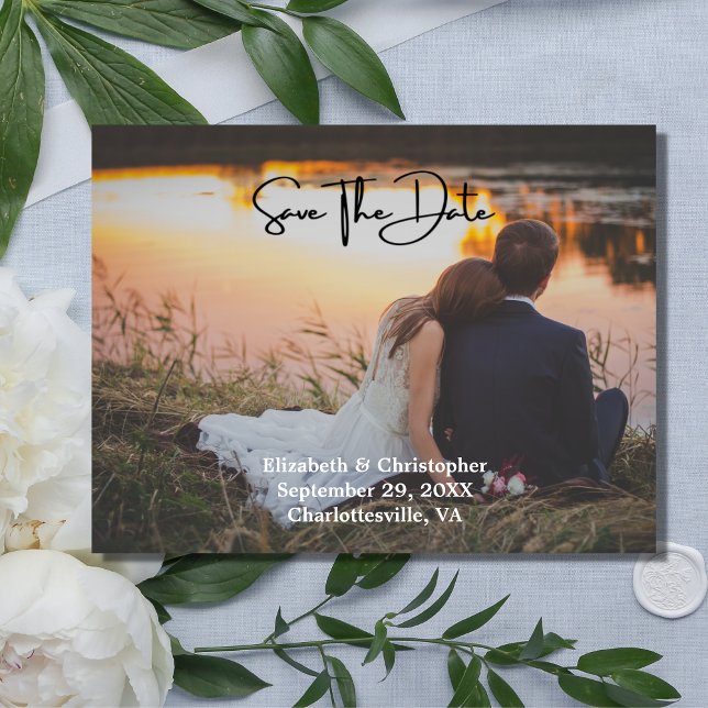 Photo QR Code Engagement Wedding Save The Date Postcard (Creator Uploaded)