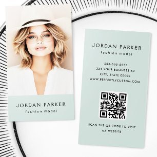 Photo QR code fashion blue green business cards
