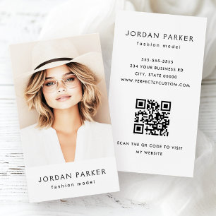 Photo QR code fashion model white business cards
