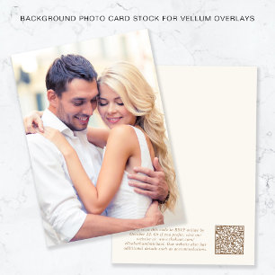 Photo QR Code Gold Cream Background Vellum Overlay Invitation